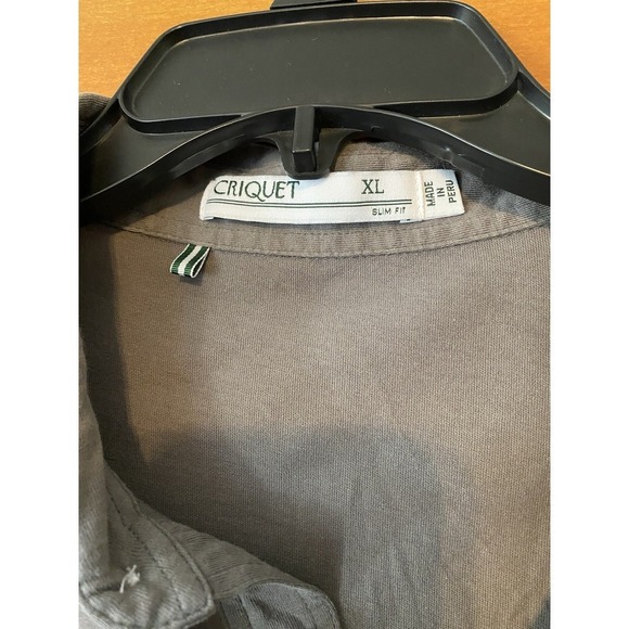 Criquet Golf Mens Gray Slim Fit Short Sleeve Polo Shirt Size XL Peru Collared - Picture 2 of 7